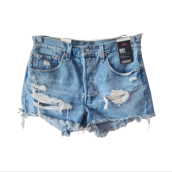 LEVI'S 501 High Rise Distressed Cutoff Denim Short perfect summer Jean shorts